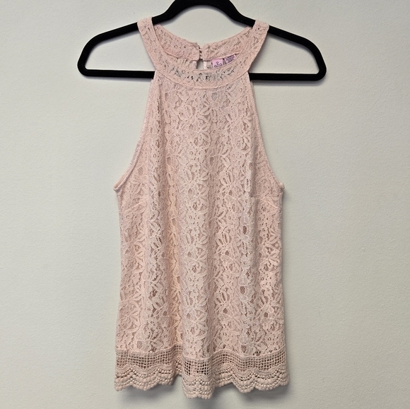 Love on a hanger Lace Halter top Pink L - Picture 1 of 8